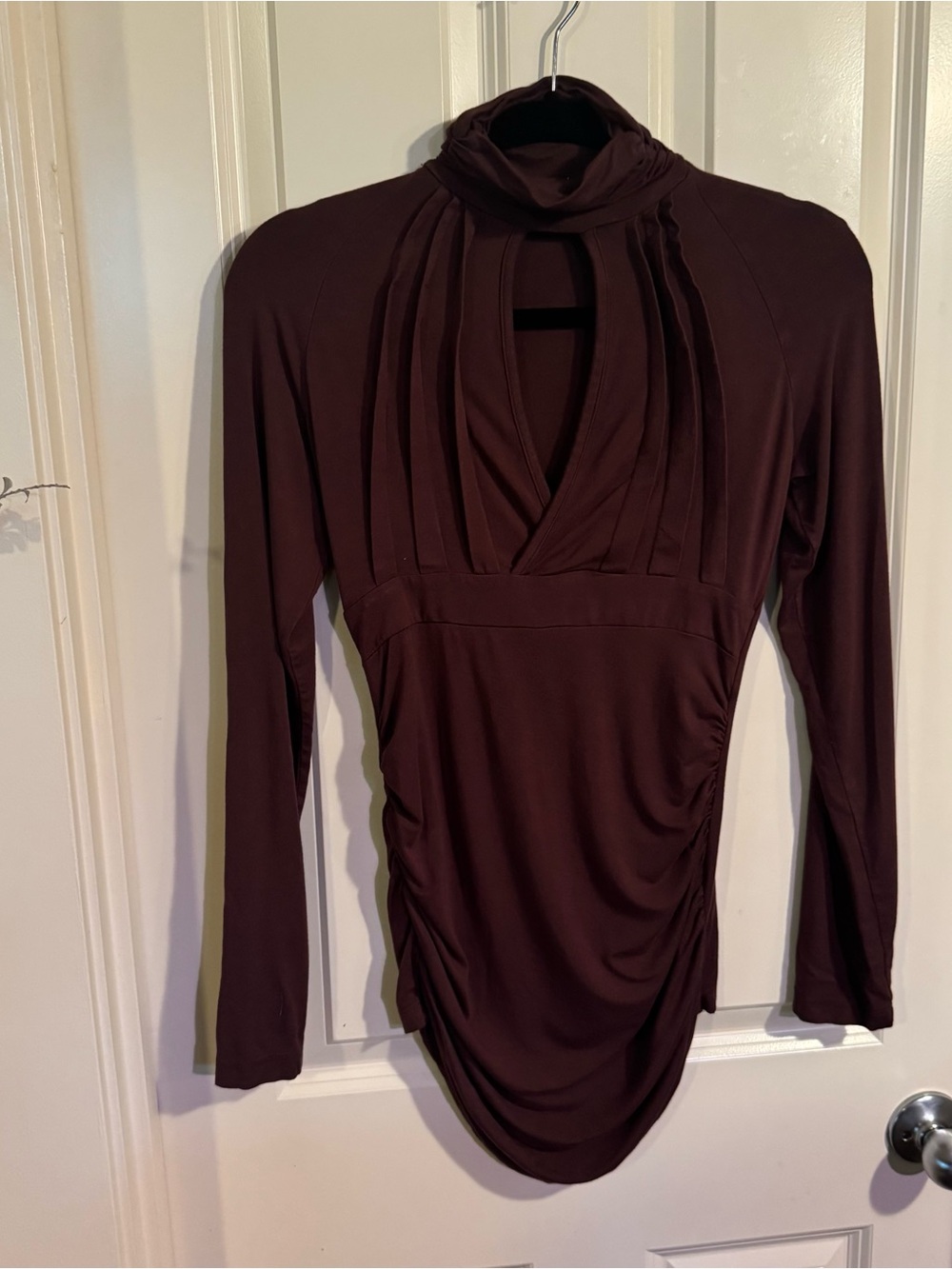 Women’s Long-Sleeve Ruched Brown Top